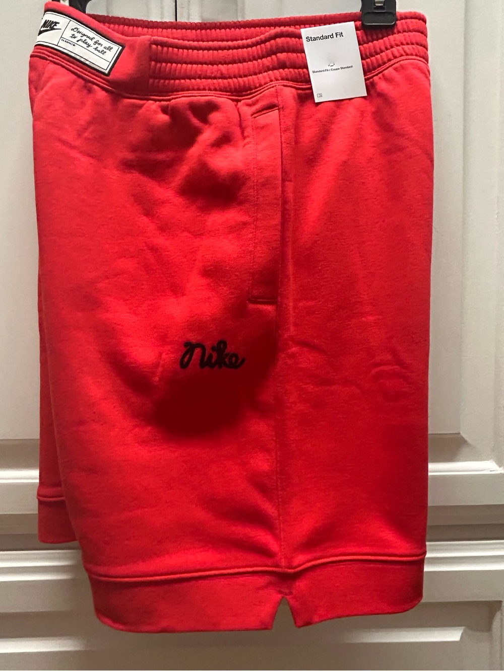 Nike Red Cotton Sweatshorts with Black Logo Patch